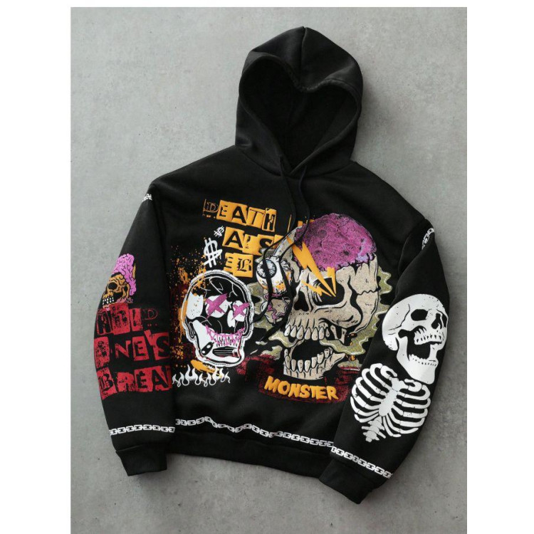 Худі, чорна з прінтом толстовка чоловіча 2759194242 размер 42