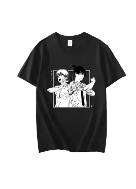 Футболка з аніме принтом Человек Бензопила Розмір оверсайз (S/M/L) Чорний AnimeT1015