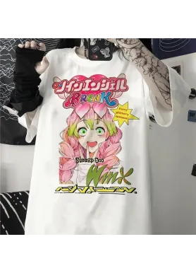 Футболки з аніме принтом Клинок, що розсікає демонів Розмір оверсайз (S/M/L) Білий AnimeT1168