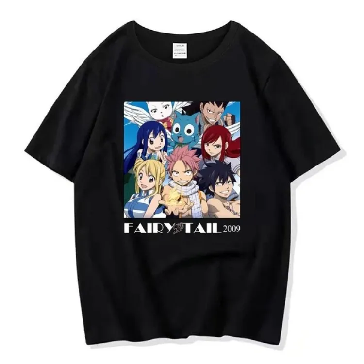 Футболка з аніме принтом Хвіст Феї Розмір оверсайз (S/M/L) Чорний AnimeT1171