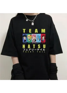 Футболка з аніме принтом Хвіст Феї Розмір оверсайз (S/M/L) Чорний AnimeT1172