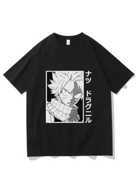 Футболка з аніме принтом Хвіст Феї Розмір оверсайз (S/M/L) Чорний AnimeT1174