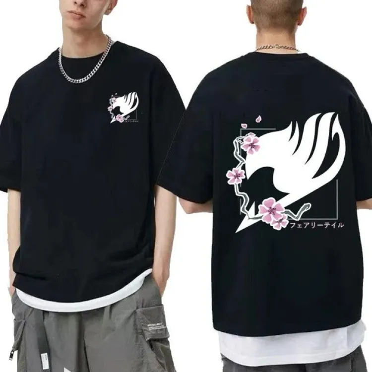 Футболка з аніме принтом Хвіст Феї Розмір оверсайз (S/M/L) Чорний AnimeT1175