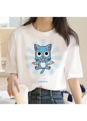 Футболка з аніме принтом Хвіст Феї Розмір оверсайз (S/M/L) Білий