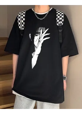 Футболка з аніме принтом Наруто / ІтачіРозмір оверсайз (S/M/L) Чорний AnimeT1185