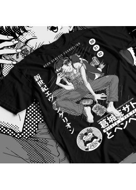Футболка з аніме принтом Євангеліон оверсайз (S/M/L) Чорний AnimeJ0018