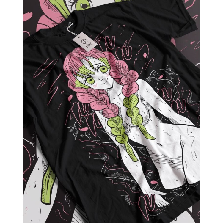 Футболка з аніме принтом Вбивця демонів оверсайз (S/M/L) Чорний AnimeJ1025