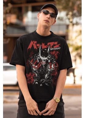 Футболка з аніме принтом Батман Вхо Лаугхс Мігхт оверсайз (S/M/L) Чорний AnimeJ0024