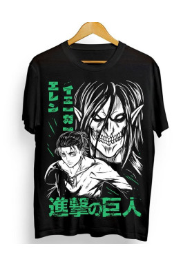 Футболка з аніме принтом Атака титанів оверсайз (S/M/L) Чорний AnimeJ1051
