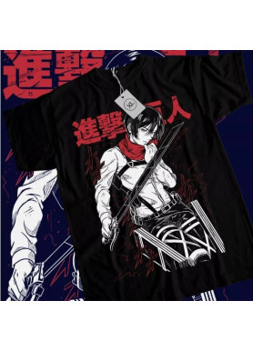Футболка з аніме принтом Атака титанів оверсайз (S/M/L) Чорний AnimeJ1057