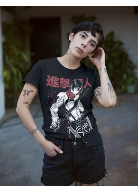 Футболка з аніме принтом Атака титанів оверсайз (S/M/L) Чорний AnimeJ1057