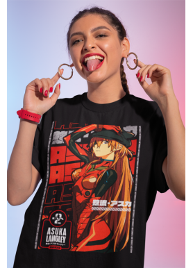 Футболка з аніме принтом Євангеліон оверсайз (S/M/L) Чорний AnimeJ0043