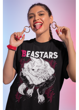 Футболка з аніме принтом Беастарс Легосхі Гірл Беастарс оверсайз (S/M/L) Чорний AnimeJ0050