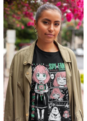 Футболка з аніме принтом Шпигун і сім’я оверсайз (S/M/L) Чорний AnimeJ1108