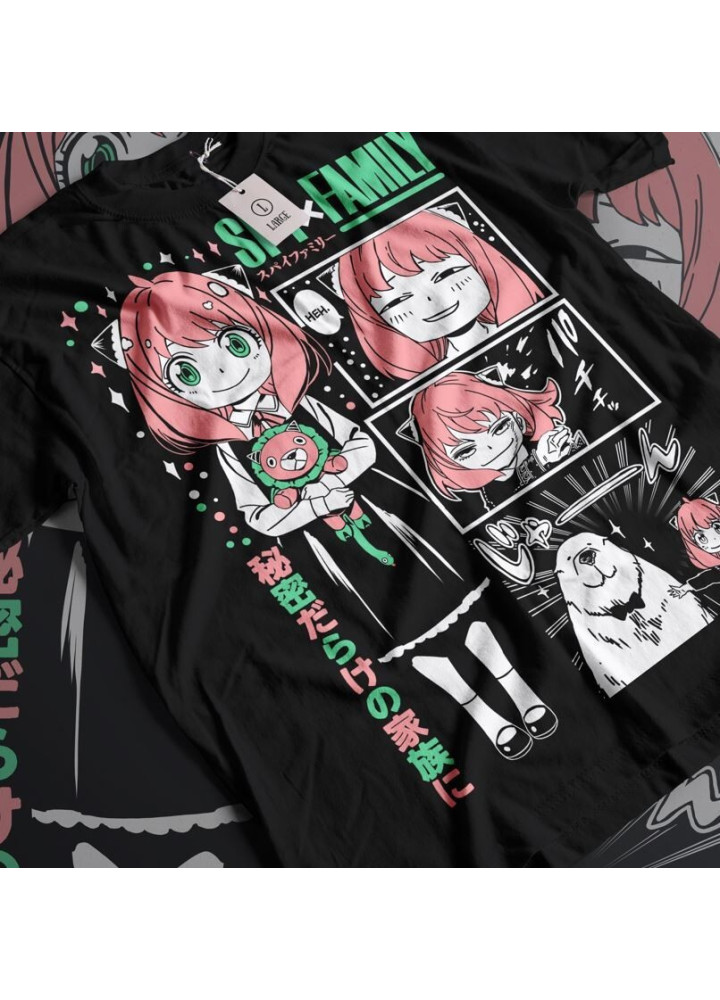 Футболка з аніме принтом Шпигун і сім’я оверсайз (S/M/L) Чорний AnimeJ1108