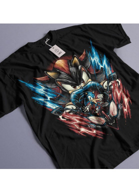 Футболка з аніме принтом Хероес Сонік Хероес Вінтаге оверсайз (S/M/L) Чорний AnimeJ1109
