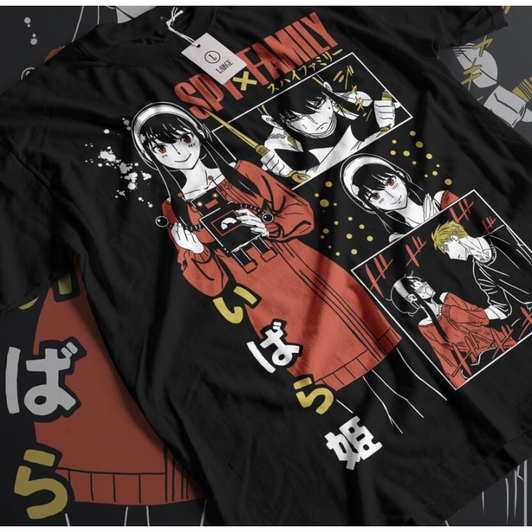 Футболка з аніме принтом Шпигун і сім’я оверсайз (S/M/L) Чорний AnimeJ1135