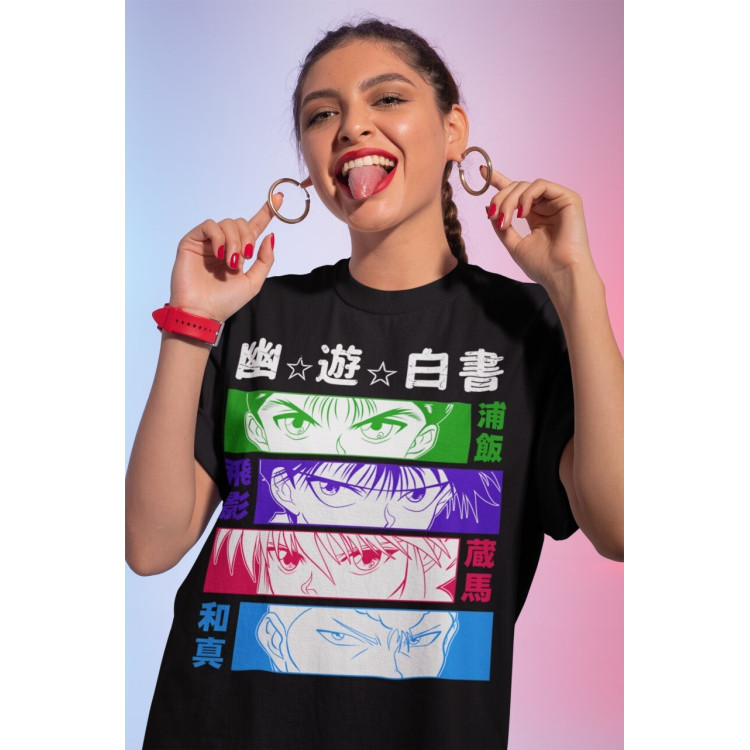 Футболка з аніме принтом Аніме Ейес Йу Йухакусхо оверсайз (S/M/L) Чорний AnimeJ0110