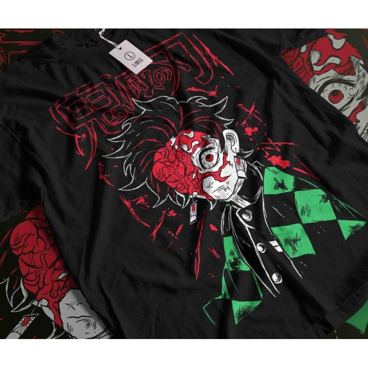 Футболка з аніме принтом Вбивця демонів оверсайз (S/M/L) Чорний AnimeJ1166