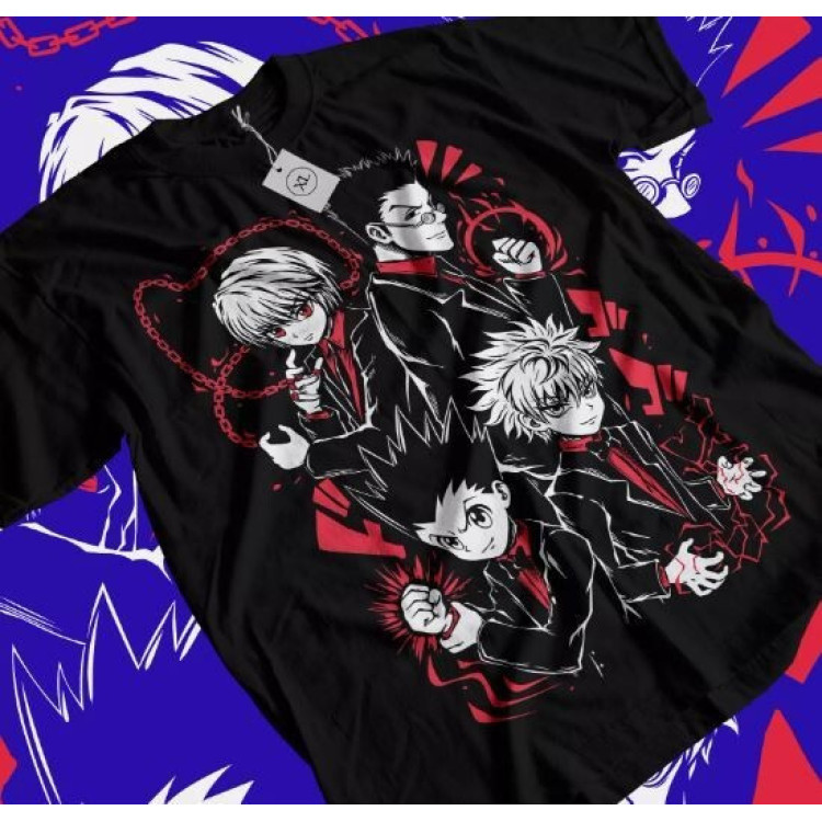 Футболка з аніме принтом Мисливець × Мисливець оверсайз (S/M/L) Чорний AnimeJ1190