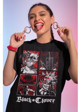 Футболка з аніме принтом Чорна конюшина оверсайз (S/M/L) Чорний AnimeJ0162
