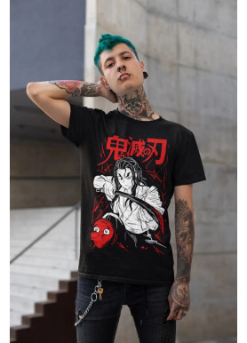 Футболка з аніме принтом Вбивця демонів оверсайз (S/M/L) Чорний AnimeJ0165