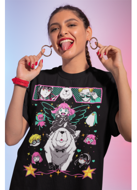 Футболка з аніме принтом Шпигун і сім’я оверсайз (S/M/L) Чорний AnimeJ0176