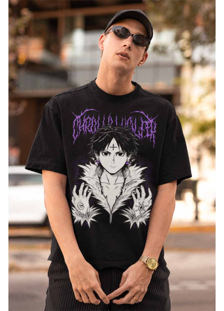 Футболка з аніме принтом Мисливець × Мисливець оверсайз (S/M/L) Чорний AnimeJ0182
