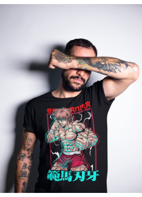 Футболка з аніме принтом Бакі Грапплер Бакі Ханма оверсайз (S/M/L) Чорний AnimeJ0224