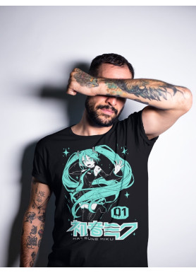 Футболка з аніме принтом Хатсуне Міку Аніме Гірл оверсайз (S/M/L) Чорний AnimeJ0226