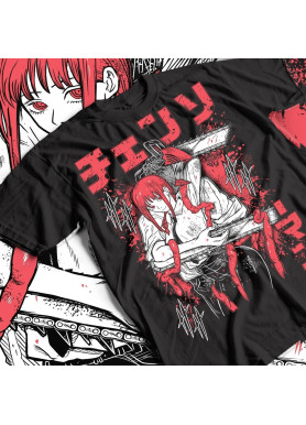 Футболка з аніме принтом Людина-бензопила оверсайз (S/M/L) Чорний AnimeJ0264