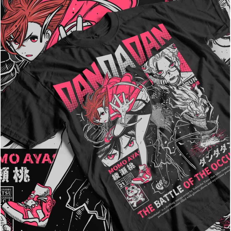 Футболка з аніме принтом Аніме Дандадан Окарун Джапанесе оверсайз (S/M/L) Чорний AnimeJ0265
