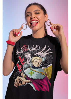 Футболка з аніме принтом Чорна конюшина оверсайз (S/M/L) Чорний AnimeJ0271