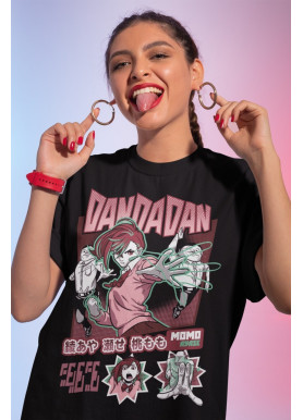 Футболка з аніме принтом Аніме Косплай Дандадан Сеіко оверсайз (S/M/L) Чорний AnimeJ0300