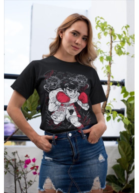 Футболка з аніме принтом Хаджіме Но Іппо Боксінг оверсайз (S/M/L) Чорний AnimeJ0327