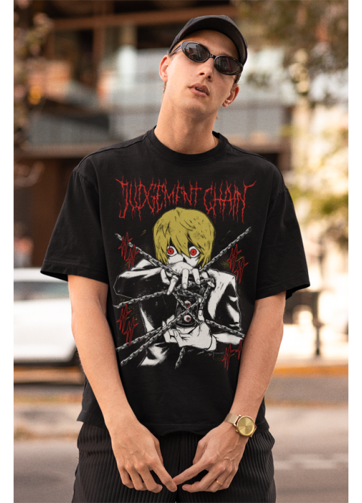 Футболка з аніме принтом Мисливець × Мисливець оверсайз (S/M/L) Чорний AnimeJ0330