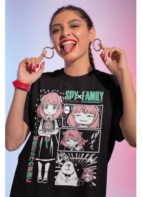 Футболка з аніме принтом Шпигун і сім’я оверсайз (S/M/L) Чорний AnimeJ0339