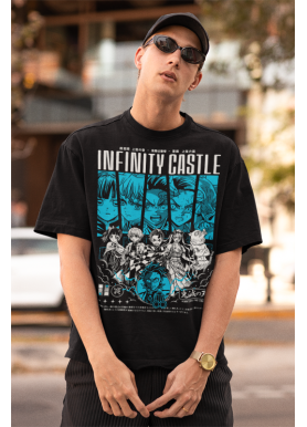 Футболка з аніме принтом Вбивця демонів оверсайз (S/M/L) Чорний AnimeJ0364