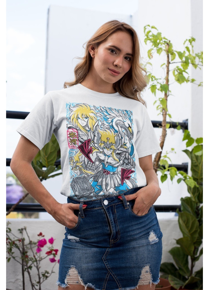 Футболка з аніме принтом Кісне Хйога Саінт Сеійа оверсайз (S/M/L) Чорний AnimeJ0384