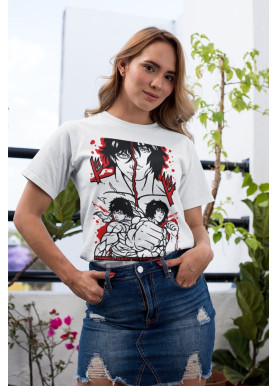 Футболка з аніме принтом Аніме Фігхт Бакі Вс оверсайз (S/M/L) Чорний AnimeJ0405