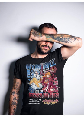 Футболка з аніме принтом Євангеліон оверсайз (S/M/L) Чорний AnimeJ0411