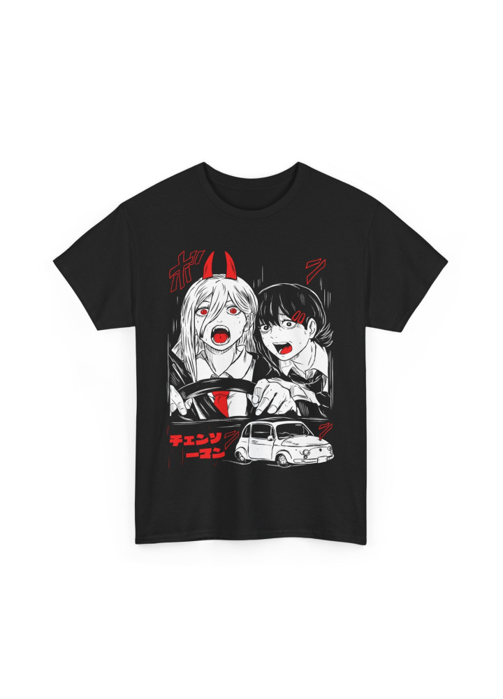 Футболка з аніме принтом Людина-бензопила оверсайз (S/M/L) Чорний AnimeJ0435