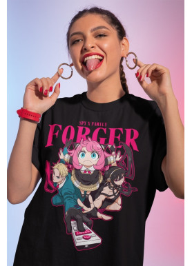 Футболка з аніме принтом Шпигун і сім’я оверсайз (S/M/L) Чорний AnimeJ0442