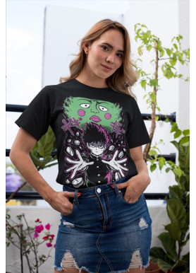 Футболка з аніме принтом Аніме Манга Моб Псйкхо оверсайз (S/M/L) Чорний AnimeJ0450