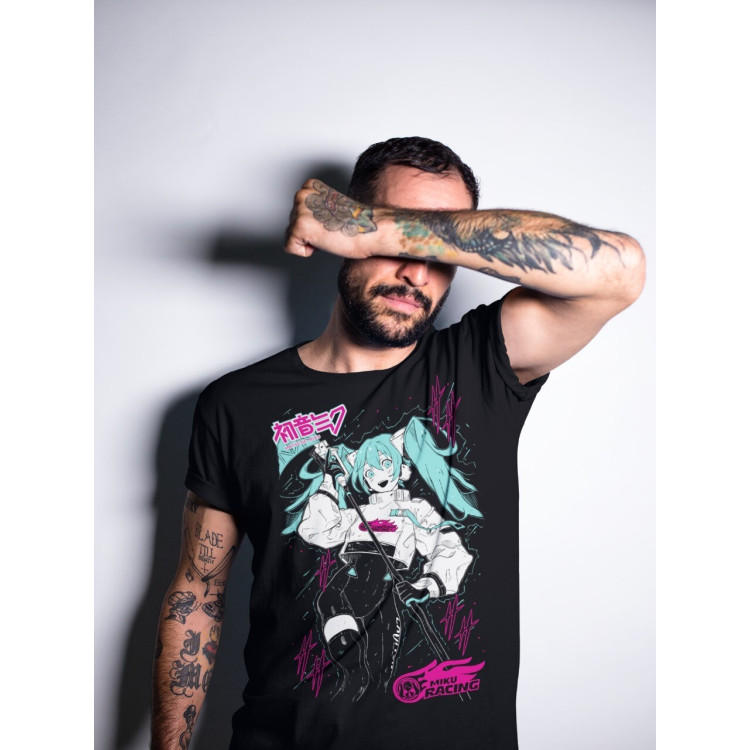 Футболка з аніме принтом Хатсуне Міку Аніме Гірл оверсайз (S/M/L) Чорний AnimeJ0483