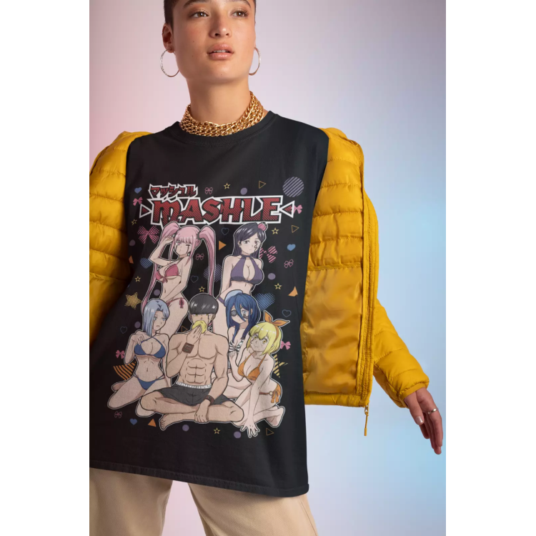 Футболка з аніме принтом Масхле Креам Пуфф Аніме оверсайз (S/M/L) Чорний AnimeJ0485