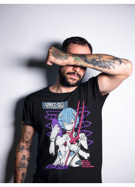Футболка з аніме принтом Євангеліон оверсайз (S/M/L) Чорний AnimeJ0495