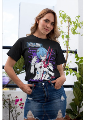 Футболка з аніме принтом Євангеліон оверсайз (S/M/L) Чорний AnimeJ0495