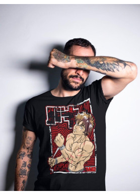 Футболка з аніме принтом Бакі Грапплер Бакі Ханма оверсайз (S/M/L) Чорний AnimeJ0503