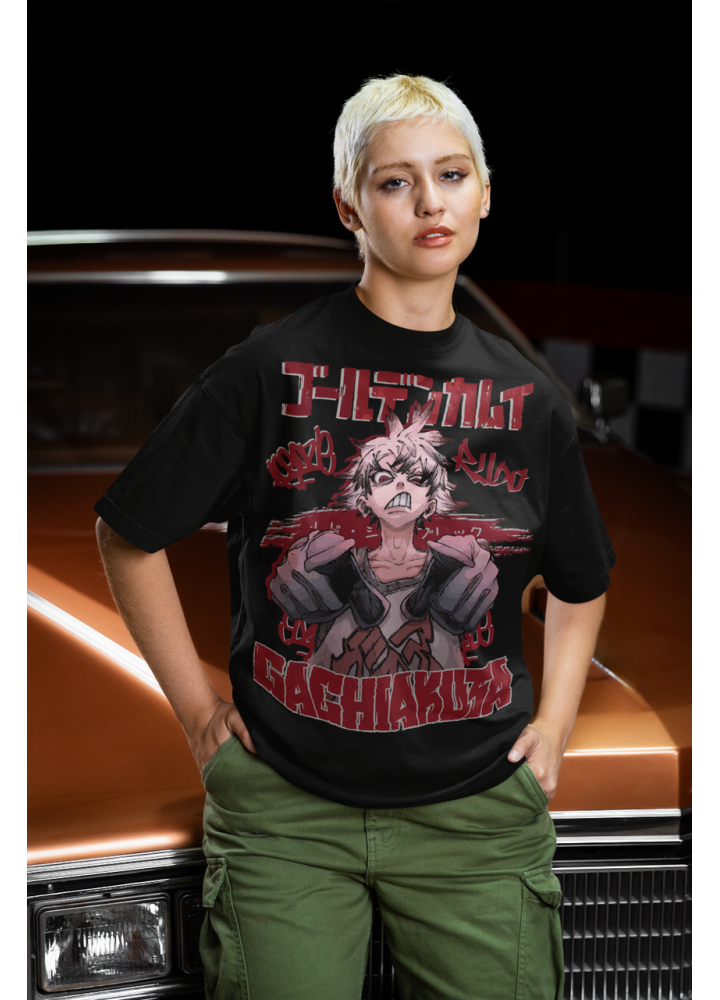Футболка з аніме принтом Гакхіакута Томе Джапанесе Танкобон оверсайз (S/M/L) Чорний AnimeJ0608